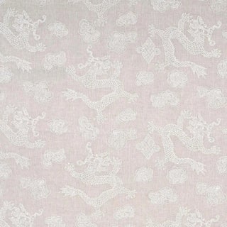 Sample - Schumacher Dragon Embroidery Fabric, Ivory on Natural For Sale