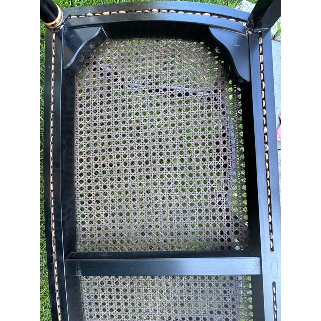 Wood 1990s English Regency Caned Bench With Hand Painted Accents For Sale - Image 7 of 16