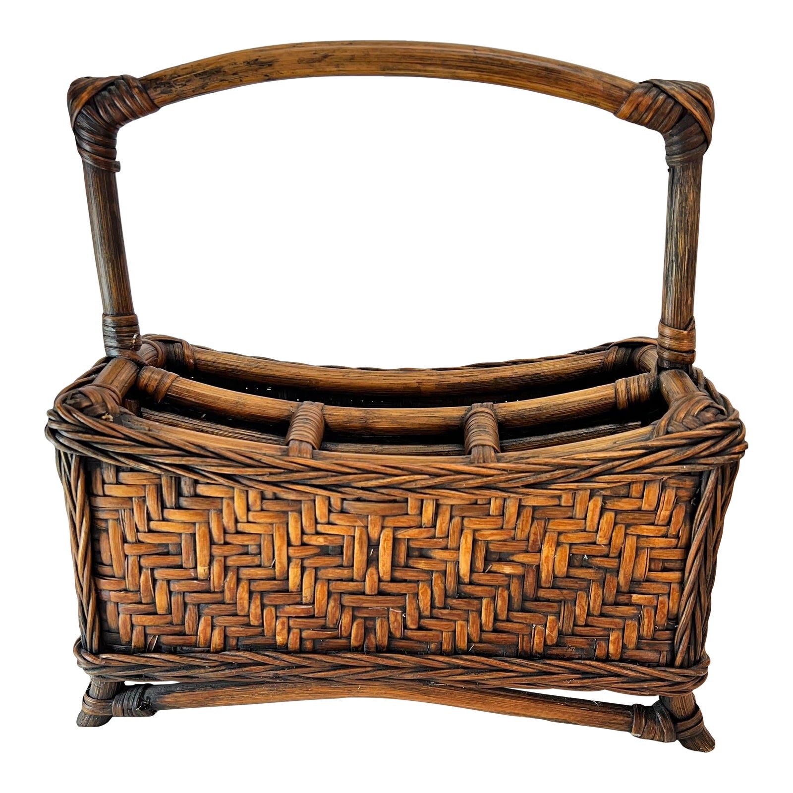 Rattan and Woven Reed Utensil Holder | Chairish