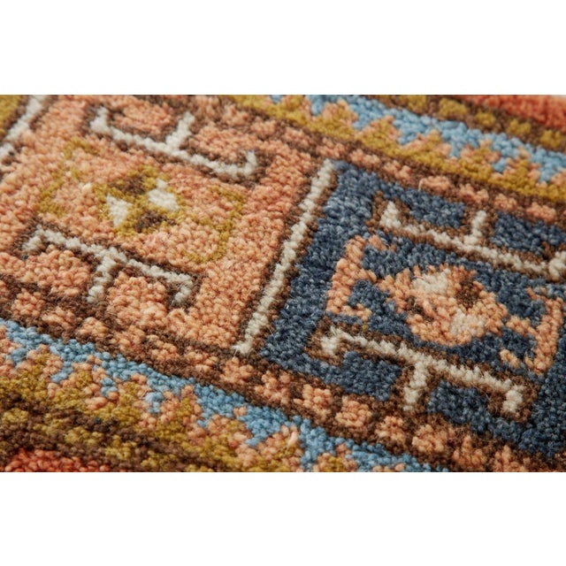 Textile Tribal Pumpkin Orange Vintage Caucasian Kazak Rug For Sale - Image 7 of 13