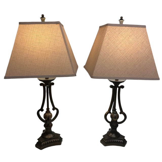 A Pair of Vintage Marble and Bronze Table Lamps For Sale - Image 11 of 12