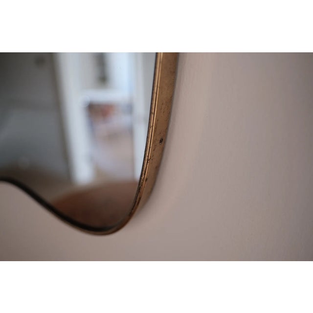Mid-Century Modern Mid-Century Italian Brass Wall Mirror attributed to Gio Ponti, Italy, 1950s For Sale - Image 3 of 4