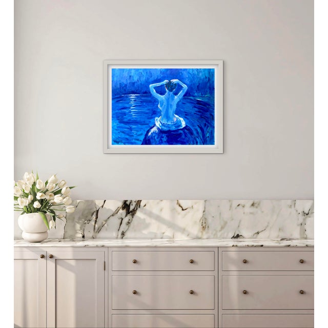 Midnight Bath – Contemporary Blue Impressionist Nude Oil Painting by Haas For Sale - Image 9 of 9