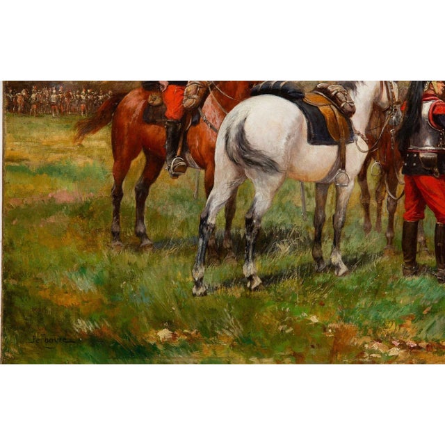 French Antique Franco-Prussian War Painting of Cuirassiers by Paul Perboyre For Sale - Image 6 of 12