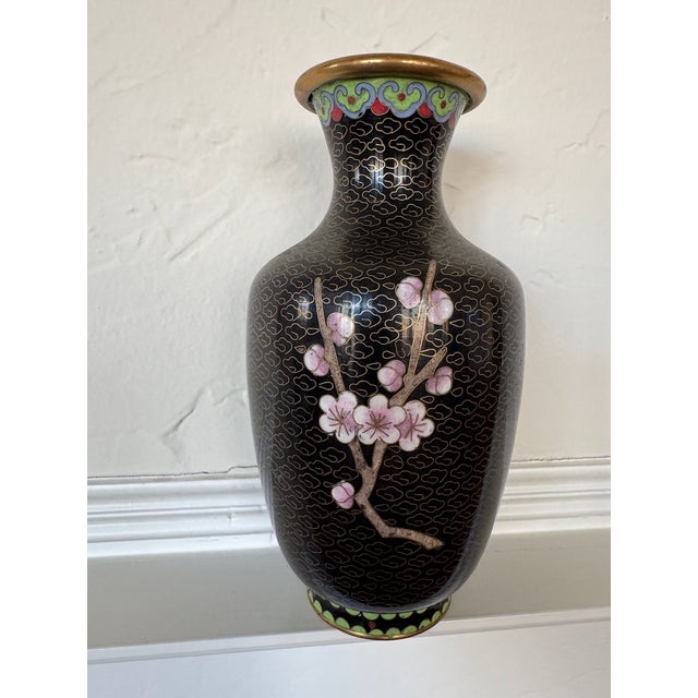 Asian Vintage Chinese Style Cloissonné Vase For Sale - Image 3 of 7