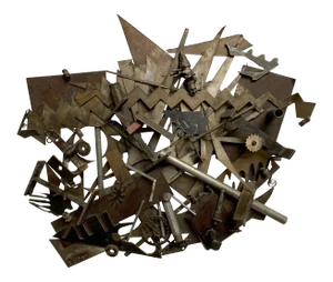 1990s Steel Found Objects Brutal Wall Sculpture by Bruce Gray