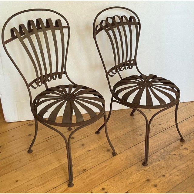 Cast Steel Chairs by Francois Carre, Paris, France, 19th Century, Set of 2 For Sale - Image 4 of 18
