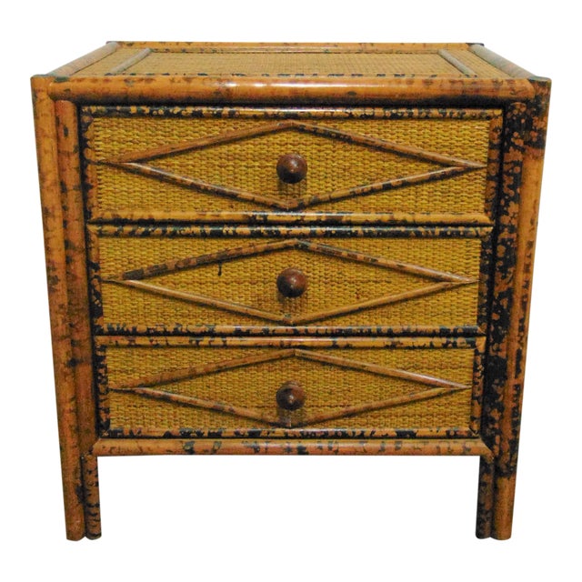 MidCentury Modern Style Burnt Bamboo Nightstand Chairish