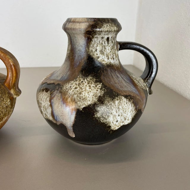 German Multi-Color Pottery Fat Lava Vases from Scheurich, 1970s, Set of 2 For Sale - Image 9 of 18