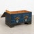 Folk Art 1926 Original Blue Hand-Painted Pine Flat Top Trunk For Sale - Image 3 of 15
