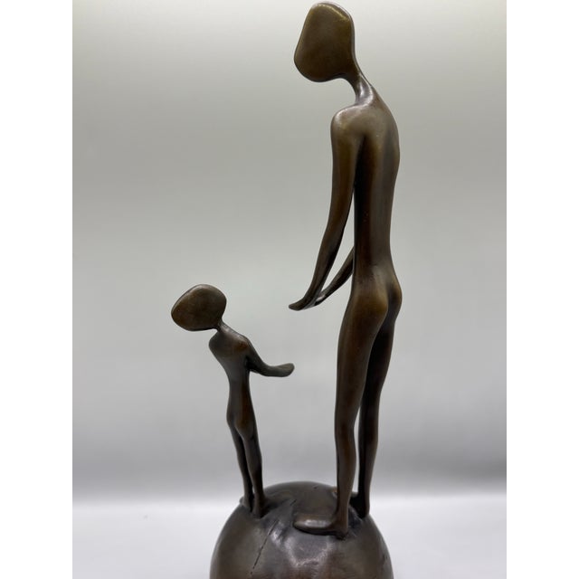 Henry Moore 1990s Bronze Figural Woman and Child on Planet Earth Sculpture by John Kennedy For Sale - Image 4 of 11