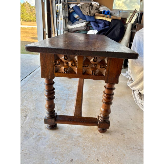 Wood Late 19th Century Italian Walnut Three Drawer Console Table For Sale - Image 7 of 12