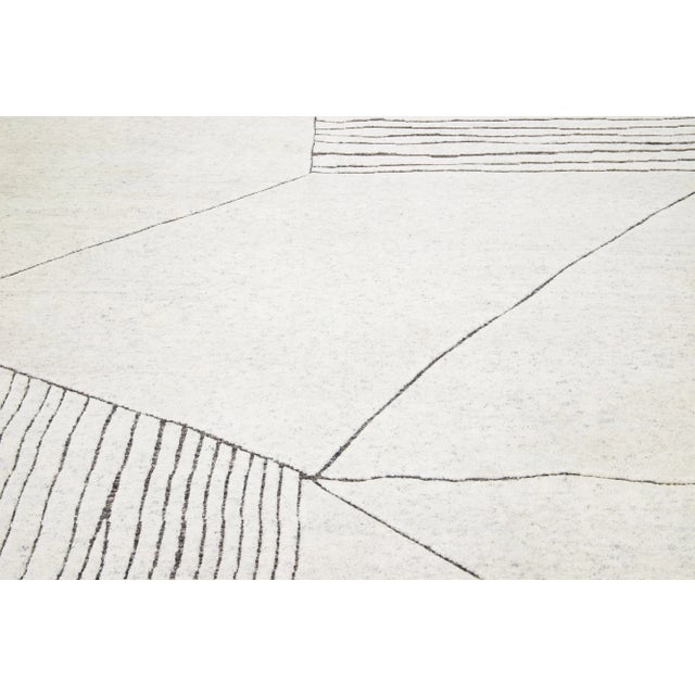 Contemporary 2020s Apadana's Moroccan Style Handmade Modern Wool Rug in Neutral Tones For Sale - Image 3 of 7