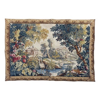 Vintage French Jacquard The Lignon Tapestry in the style of Aubusson, 1970s For Sale