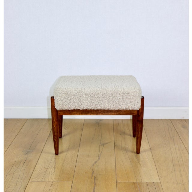 1970s Cream Beige Bouclé Lamb Ottoman from Edmund Homa, 1970s For Sale - Image 5 of 9