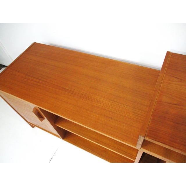 Teak Expandable 2 Pc. Stereo Record Desk Cabinet Denmark (A) For Sale - Image 9 of 11