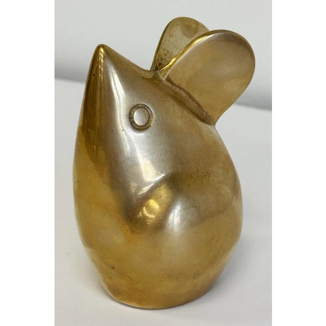 Brass Large Vintage Solid Brass Mouse Paper Weight Decorative Accessory For Sale - Image 8 of 9