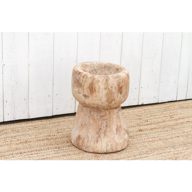Tall Vintage Teak Ukhali Pot For Sale In Los Angeles - Image 6 of 7