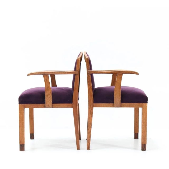1920s Set of Oak Art Deco Armchairs from FA Drilling Amsterdam, 1920s For Sale - Image 5 of 18