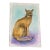 “Golden” Original Miniature Watercolor Cat Portrait by Nancy Smith For Sale