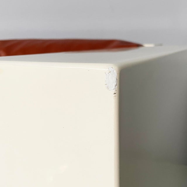 Italian Modern White Wood and Brown Leather Sofa by Massimo and Lella Vignelli for Poltronova, 1980s For Sale - Image 13 of 18