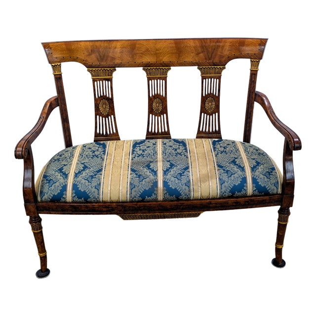 Late 20th Century Neoclassical Mahogany Bench For Sale