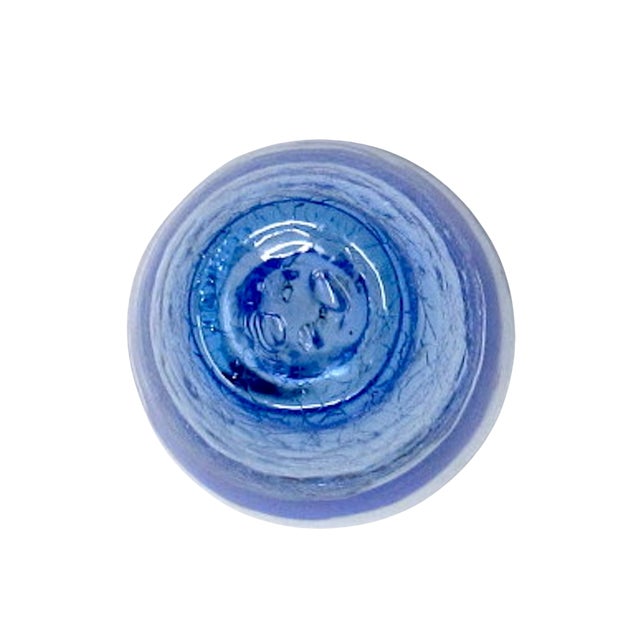 Glass Blenko Blue Crackle Glass Vase For Sale - Image 7 of 7