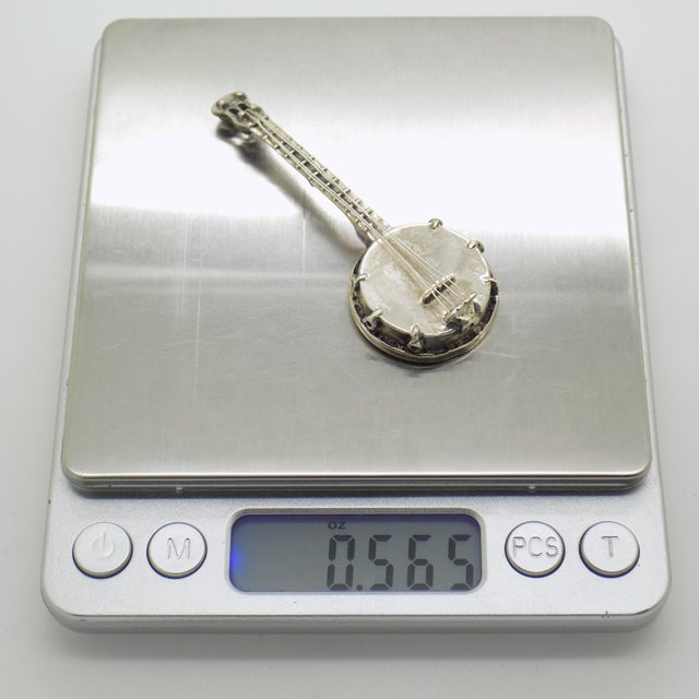 Metal Vintage Italian Handmade Genuine Silver Banjo / Mandolin Figurine Miniature, Made in Tuscany (Arezzo) For Sale - Image 7 of 8