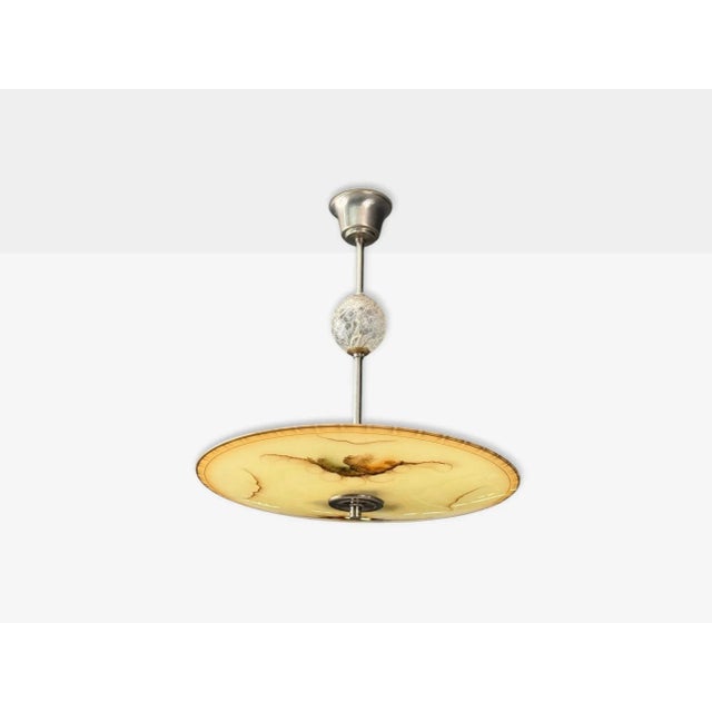 Mid-Century Modern Swedish Modern, Glass, Metal, Pendant Light, Sweden, 1940s For Sale - Image 3 of 7