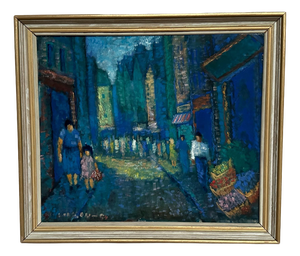 Olle Larsson, City Street at Night, 1964, Oil on Canvas