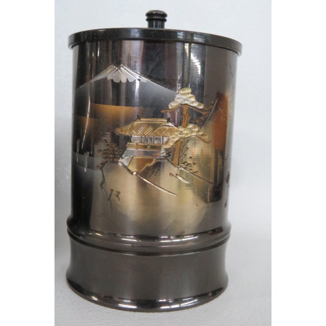 Japanese Mixed Metal Vessels Set of 4 Chokin Style Decorative Containers 5038b For Sale - Image 17 of 18