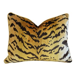 Scalamandre Le Tigre Tiger Silk Velvet Pillow For Sale