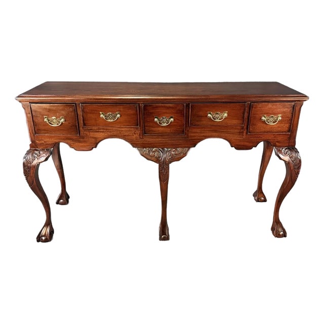 Vintage Chippendale Style Mahogany Five-Drawer Sideboard For Sale