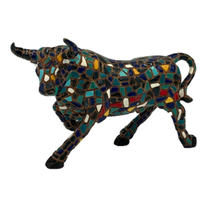Mid Century Mosaic Bull After Genaro Alvarez Ceramic Tile