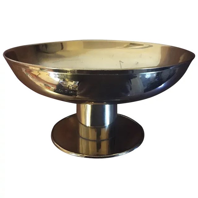 1930's Austrian Brass Centerpiece Tazza Compote Bowl in the Manner of Tommi Parzinger For Sale - Image 13 of 13
