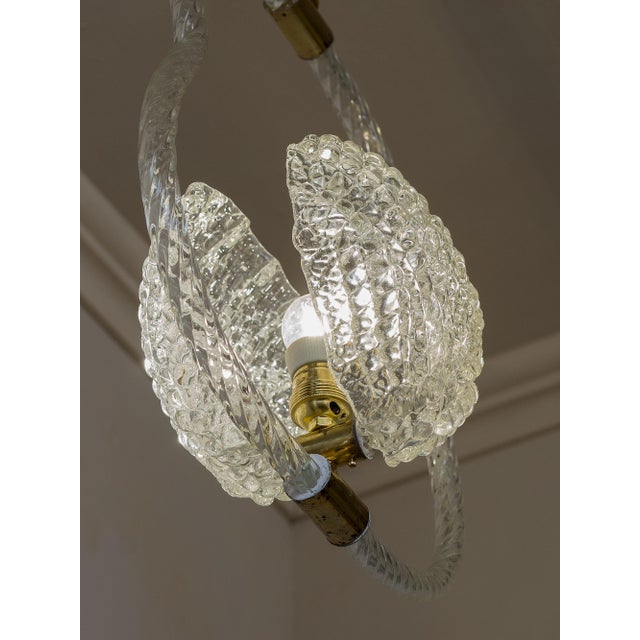 1930s Vintage Art Deco Murano Blown Glass Pendant Light by Ercole Barovier for Barovier & Toso, 1930s For Sale - Image 5 of 11