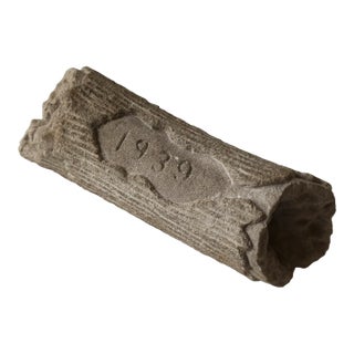 Vintage Memento Mori Carved Stone Log Inscribed, "1939" For Sale