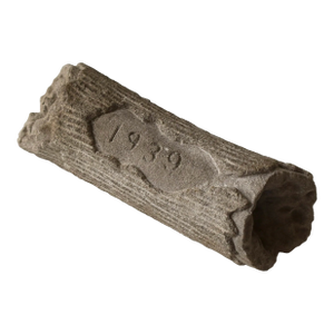 Vintage Memento Mori Carved Stone Log Inscribed, "1939"