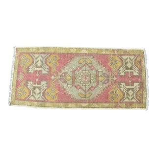 Red and Yellow Oushak Wool Small Rug For Sale
