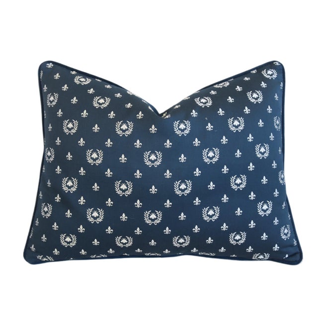 Textile French Embordered Napoleonic Bee, Wreath & Fleur-De-Lis Feather/Down Pillow 24" X 18" For Sale - Image 7 of 7