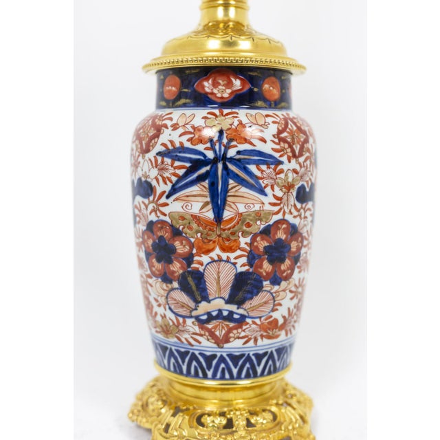 Imari Porcelain & Gilt Bronze Table Lamps, 1880, Set of 2 For Sale - Image 4 of 11