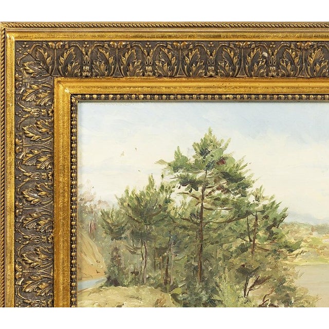 Painting - 'River Landscape' - Oil on platex. Oil on platex; signed. Signature not identified. Dimensions: 31x39.5 cm