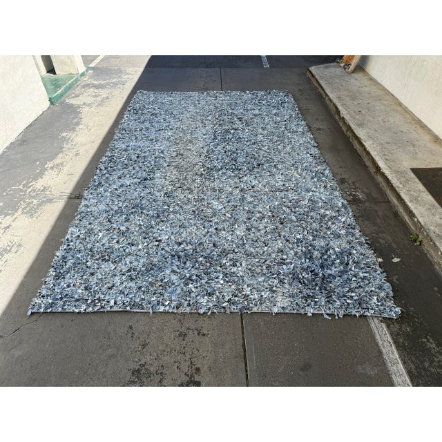 2020s 8ft 3in × 13ft 8in Stark Upcycled Denim Shag Area Rug For Sale - Image 5 of 10