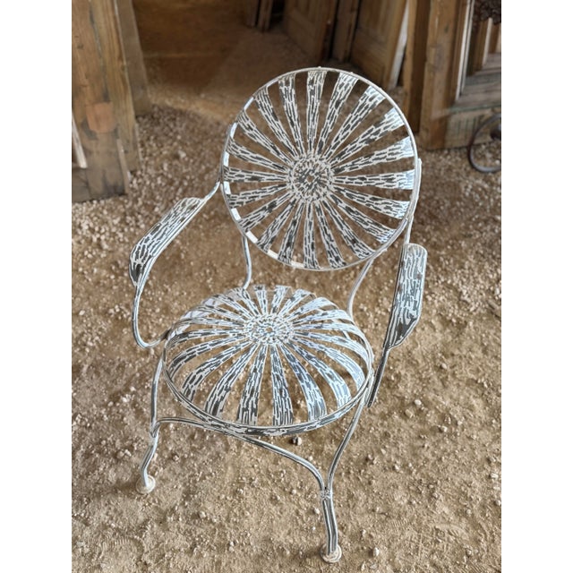 Arras France Button Bottom Hand Wrought Garden Chair For Sale - Image 6 of 6