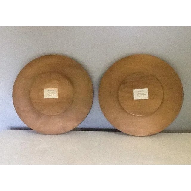 8" Burned & Carved Wood Decorative Plates - A Pair For Sale - Image 4 of 10