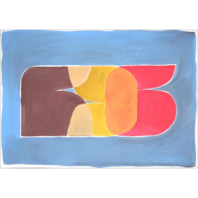 Tan 2021 "Abstracted Letter Sunset" Acrylic Painting on Watercolor Paper by Natalia Roman For Sale - Image 8 of 8