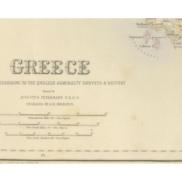 Antique Map of Greece with the Northern Ionian Islands Inset, 1860 For Sale - Image 4 of 8