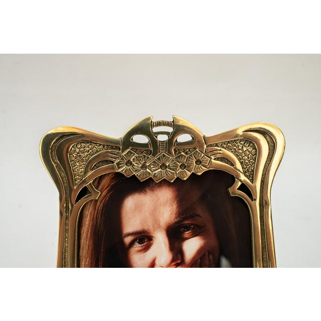 Gold Jugendstil Brass Picture Frame with Glass, 1908 For Sale - Image 8 of 11