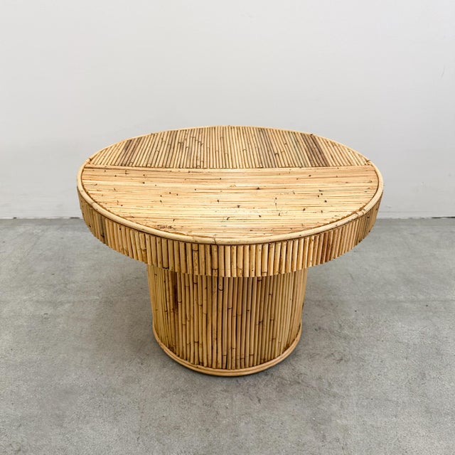 1970s Vintage Coastal Rattan Pencil Reed Side Table / End Table, 1970s For Sale - Image 5 of 11