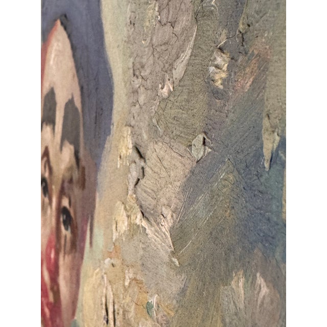 1960s Signed Original Oil Painting of a Somber Circus Clown in Blue For Sale In Los Angeles - Image 6 of 12